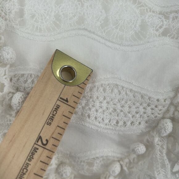 Ulla Johnson Deia Cotton Blouse Womens 2 Sleeveless Macrame Fringe Lace Detail - Picture 4 of 12